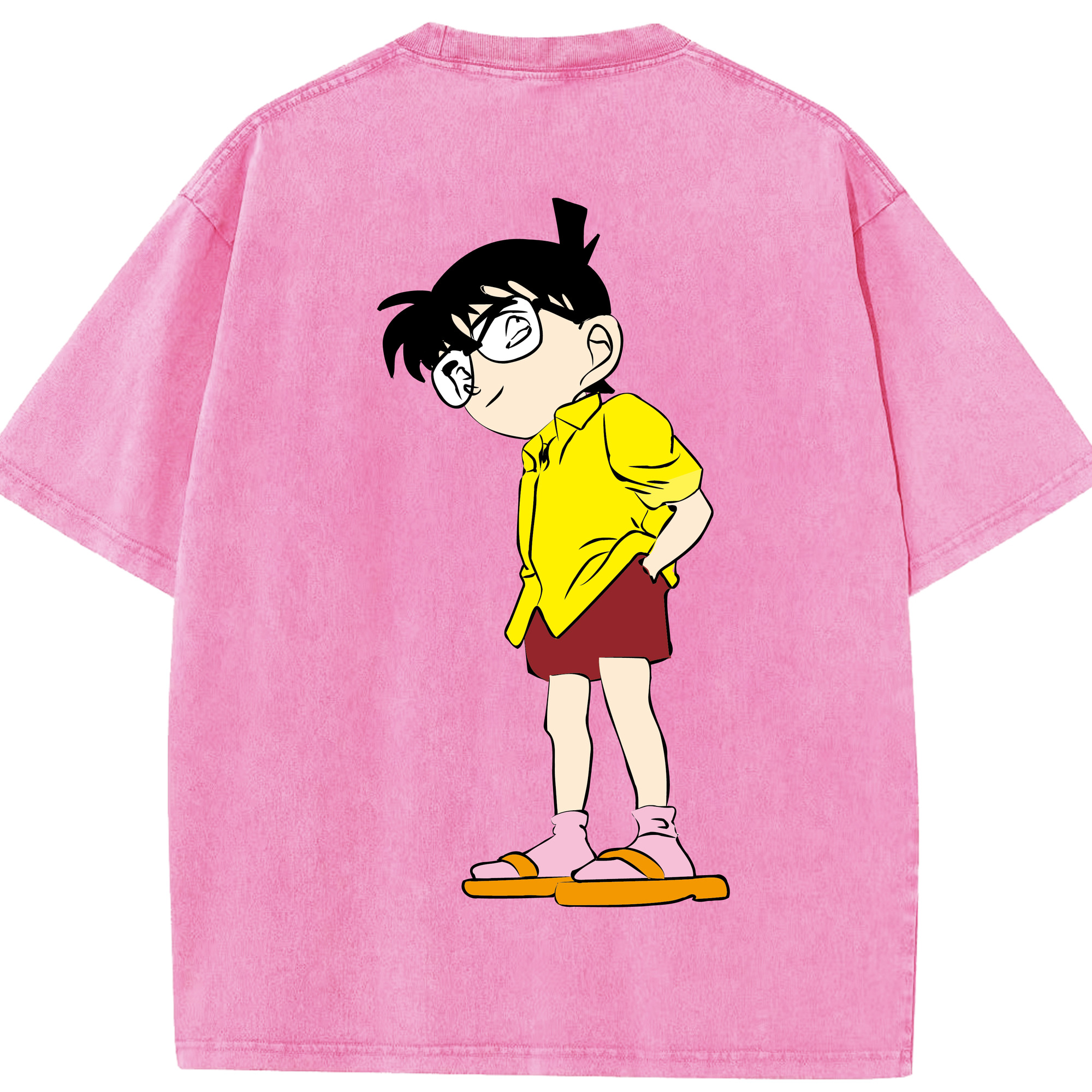 （画像用） 名探偵コナン 江戸川 コナン Detective Conan Conan Edogawa 綿100% ヴィンテージ風 半袖Tシャツ（背面プリント）